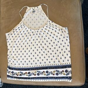 Old Navy White Tank Top with Blue Design. Size L